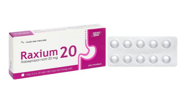 Raxium 20mg điều trị loét dạ dày, tá tràng (3 vỉ x 10 viên)