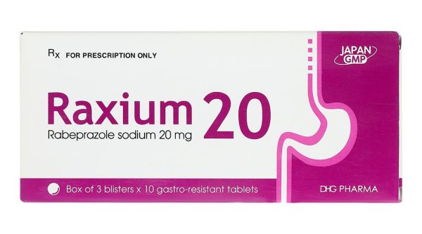 Raxium 20mg điều trị loét dạ dày, tá tràng (3 vỉ x 10 viên)