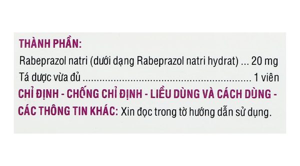 Raxium 20mg điều trị loét dạ dày, tá tràng (3 vỉ x 10 viên)