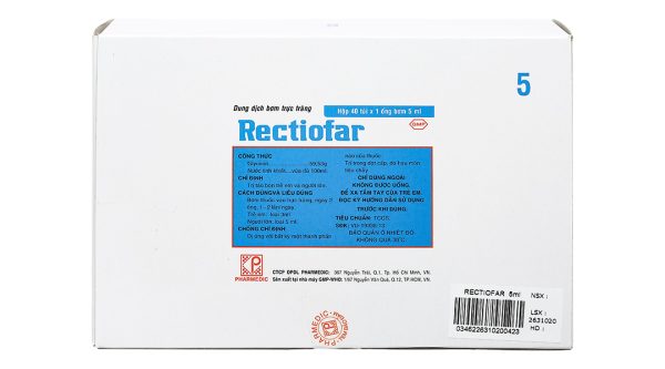 Dung dịch bơm trực tràng Rectiofar trị táo bón (40 ống x 5ml)