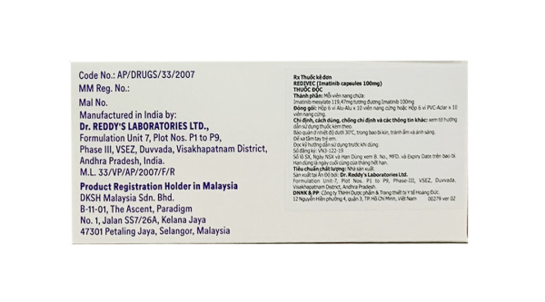 Redivec 100mg điều trị bệnh bạch cầu tủy mạn (6 vỉ x 10 viên)