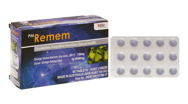 PM Remem trị suy tuần hoàn não, cải thiện trí nhớ (4 vỉ x 15 viên)