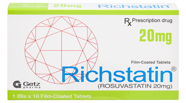 Richstatin 20mg dùng làm giảm cholesterol toàn phần (1 vỉ x 10 viên)