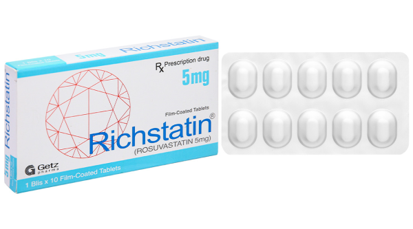 Richstatin 5mg dùng làm giảm nồng độ cholesterol toàn phần (1 vỉ x 10 viên)