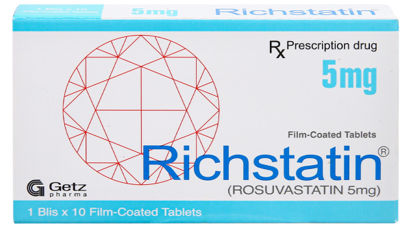 Richstatin 5mg dùng làm giảm nồng độ cholesterol toàn phần (1 vỉ x 10 viên)