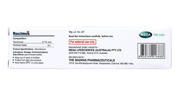 Thuốc mỡ bôi da Rocimus 0.1% trị chàm thể tạng tuýp 10g