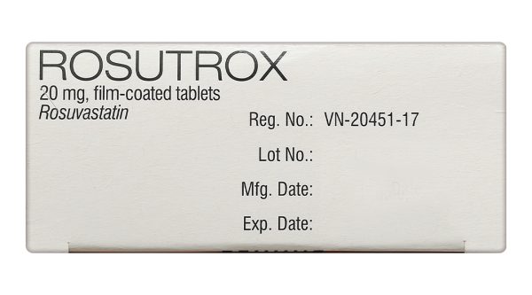Rosutrox 20mg điều trị rối loạn lipid máu, phòng ngừa biến cố tim mạch (4 vỉ x 7 viên)