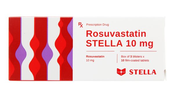 Rosuvastatin Stella 10mg trị rối loạn mỡ máu (3 vỉ x 10 viên)