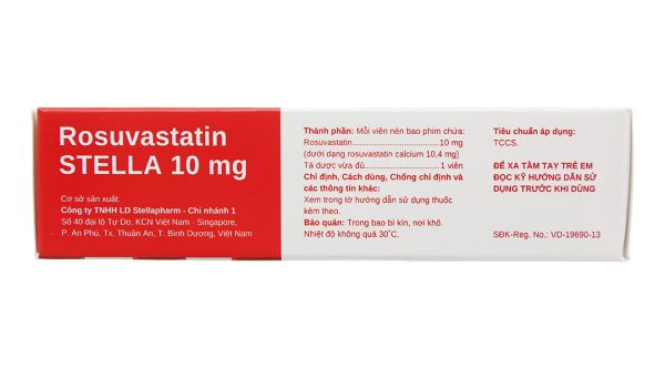 Rosuvastatin Stella 10mg trị rối loạn mỡ máu (3 vỉ x 10 viên)