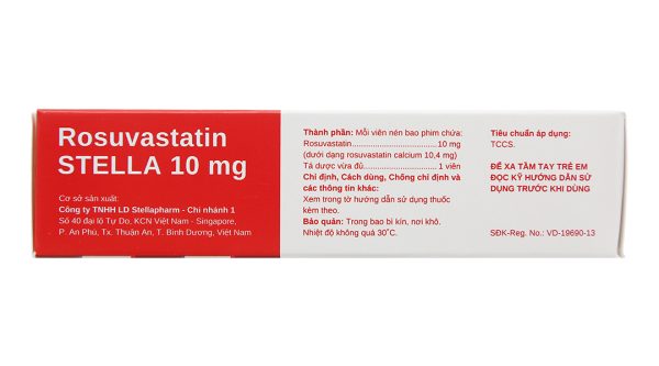 Rosuvastatin Stella 10mg trị rối loạn mỡ máu (3 vỉ x 10 viên)