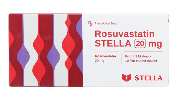 Rosuvastatin Stella 20mg trị rối loạn mỡ máu (3 vỉ x 10 viên)