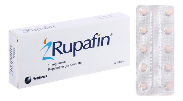 Rupafin 10mg trị viêm mũi dị ứng, mề đay (1 vỉ x 10 viên)