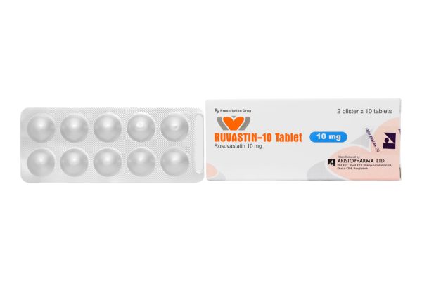 Ruvastin-10 Tablet trị rối loạn mỡ máu (2 vỉ x 10 viên)