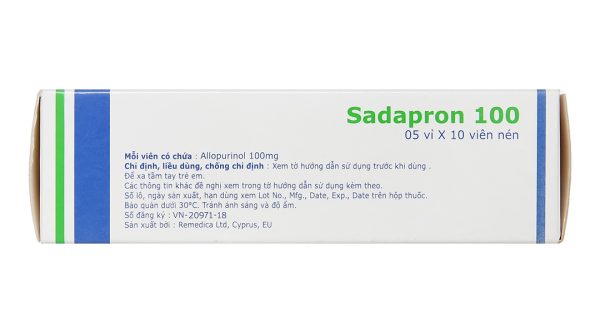 Sadapron 100 trị chứng tăng acid uric tiên phát hoặc thứ phát (5 vỉ x 10 viên)
