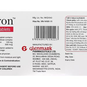 Viên nhai Saferon phòng và trị thiếu máu, thiếu sắt (3 vỉ x 10 viên)