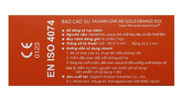 Bao cao su Sagami Xtreme siêu mỏng 52mm hộp 10 cái