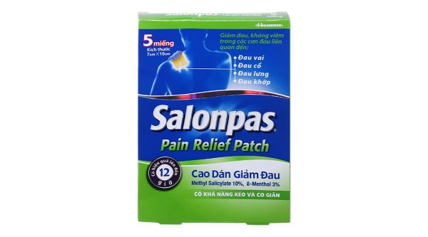 Cao dán Salonpas Pain Relief Patch (7cm x 10cm) giảm đau, kháng viêm cơ khớp hộp 5 miếng