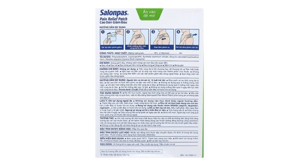Cao dán Salonpas Pain Relief Patch (7cm x 10cm) giảm đau, kháng viêm cơ khớp hộp 5 miếng