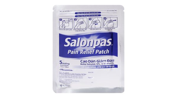 Cao dán Salonpas Pain Relief Patch (7cm x 10cm) giảm đau, kháng viêm cơ khớp hộp 5 miếng