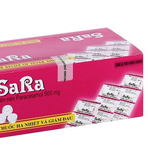 Sara 500mg trị các chứng đau và sốt từ nhẹ đến vừa (20 vỉ x 10 viên)