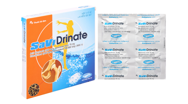 Viên sủi bọt Savi Drinate trị loãng xương (1 vỉ x 4 viên)