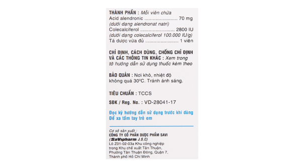 Viên sủi bọt Savi Drinate trị loãng xương (1 vỉ x 4 viên)