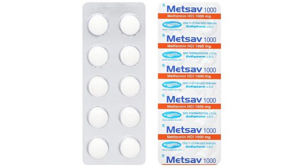 Metsav 1000 điều trị đái tháo đường (10 vỉ x 10 viên)