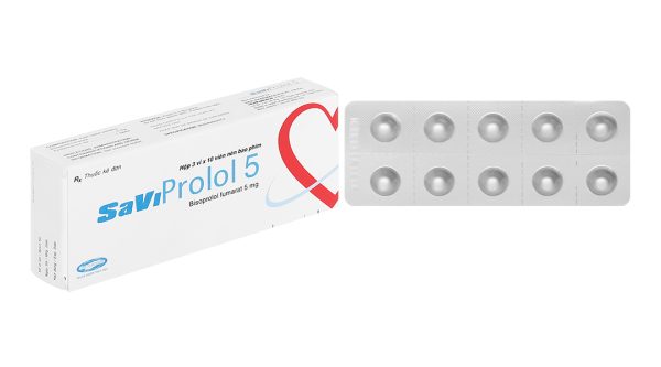 SaViProlol 5 trị tăng huyết áp, đau thắt ngực (3 vỉ x 10 viên)