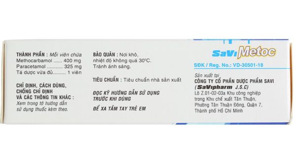 SaViMetoc giảm đau do co thắt cơ (3 vỉ x 10 viên)