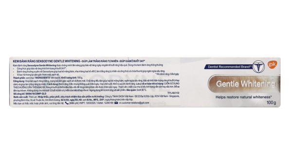 Kem đánh răng Sensodyne Gentle Whitening giúp làm trắng răng tuýp 100g