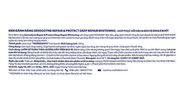 Kem đánh răng Sensodyne Repair & Protect Deep Repair Whitening tuýp 100g
