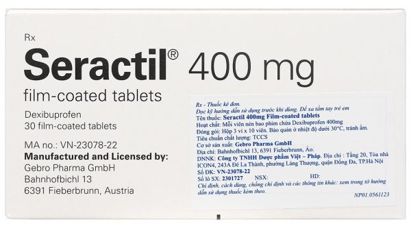 Seractil 400mg Film-coated tablets điều trị viêm xương khớp (3 vỉ x 10 viên)