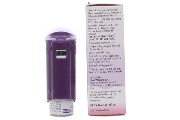 Thuốc xịt khí dung Seretide Evohaler DC 25/250mcg trị hen suyễn bình 120 liều xịt
