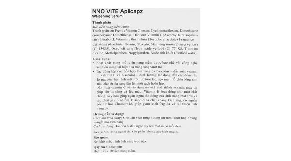 Serum NNO Vite Aplicapz dưỡng trắng da (1 vỉ x 10 viên)