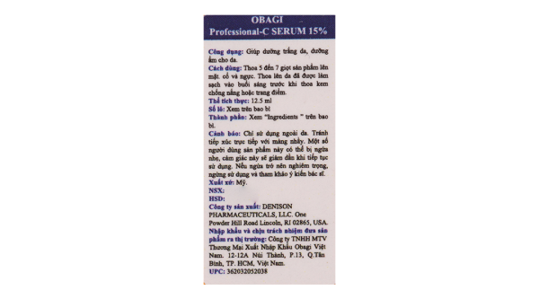 Serum Obagi Professional-C 15% dưỡng sáng da và chống oxy hóa chai 12.5ml