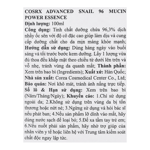 Serum Cosrx Advanced Snail 96 Mucin Power Essence cho da mịn màng chai 100ml
