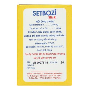 Dung dịch uống Setbozi Stick 2.5mg/5ml giảm viêm mũi dị ứng (20 ống x 5ml)