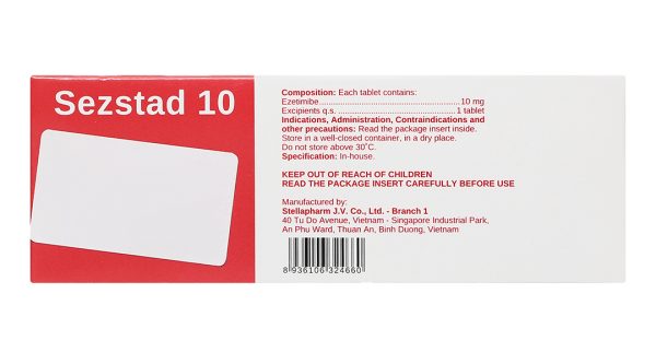 Sezstad 10 trị tăng cholesterol máu nguyên phát (6 vỉ x 10 viên)