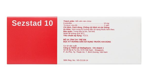 Sezstad 10 trị tăng cholesterol máu nguyên phát (6 vỉ x 10 viên)