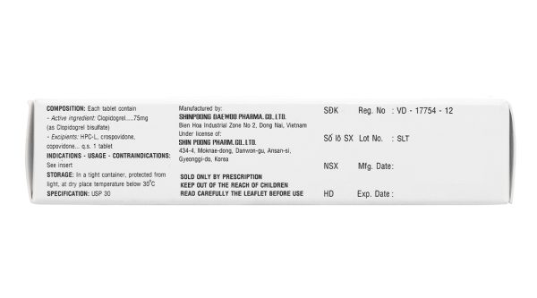 Shinclop 75mg ngừa xơ vữa động mạch (3 vỉ x 10 viên)