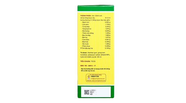 Siro Bổ Phế Nam Hà Chỉ Khái Lộ KĐ trị ho, viêm phế quản chai 125ml