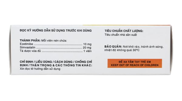 Silvasten 20/10mg trị rối loạn mỡ máu (4 vỉ x 7 viên)
