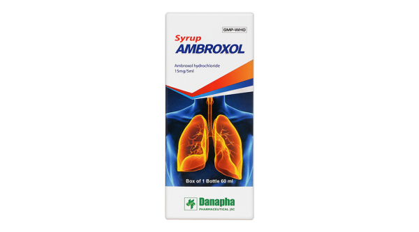 Sirô Ambroxol Danapha 15mg/5ml hỗ trợ trị các rối loạn bài tiết ở phế quản chai 60ml