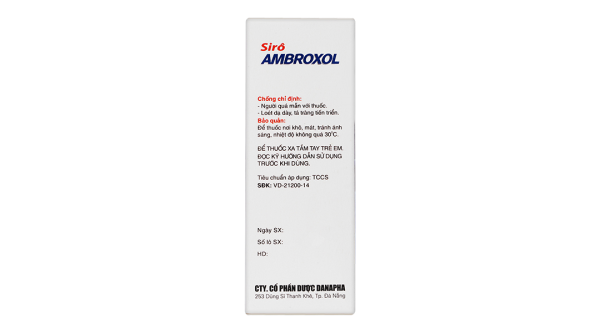 Sirô Ambroxol Danapha 15mg/5ml hỗ trợ trị các rối loạn bài tiết ở phế quản chai 60ml