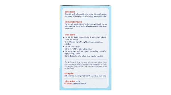 Siro Bổ phế JV giúp giảm ho, giảm đau rát họng hộp 20 ống x 10ml