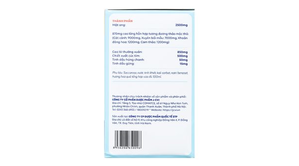 Siro Bổ phế JV giúp giảm ho, giảm đau rát họng hộp 20 ống x 10ml