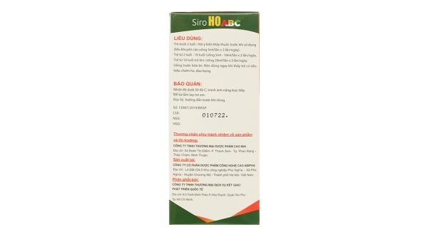 Siro ABC hỗ trợ giảm ho, loãng đờm chai 100ml