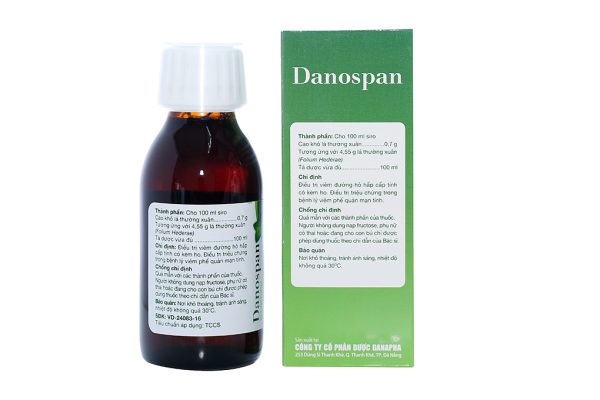 Siro Danospan trị viêm đường hô hấp cấp có kèm ho, viêm phổi mạn tính chai 100ml