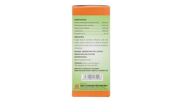 Siro ho TW3 giảm các triệu chứng ho do cảm lạnh, cảm cúm, dị ứng chai 60ml