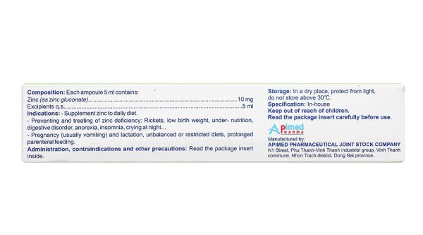 Siro Paluzine 10mg/5ml phòng ngừa và trị các trường hợp thiếu kẽm (20 ống x 5ml)